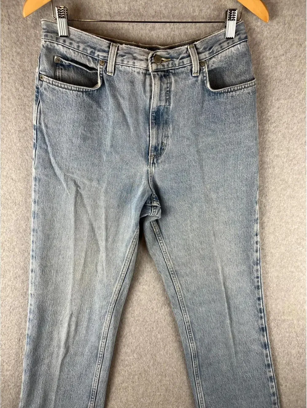 Lands End Denim Jeans Women Size 12 High Waist Straight Pants Light Wash
